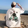 Camiseta de Algodão Puro de Manga Curta para Meninos com Estampa de Desenho Animado Verão 2025 Linda Blusa para Adolescentes, Alunos do Ensino Fundamental II e Médio