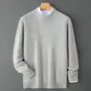 Suéter Baicai Rong Outono/Inverno Novo 100% Lã Pura Masculino Gola Redonda Simples Casual de Negócios Versátil Camada Base