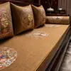 Nova Almofada de Sofá de Redwood Estilo Chinês, Antiderrapante Todas as Estações Capa Completa com Zíper para Cama Luohan, Adequada para Sentar por Longos Períodos, Uso Doméstico, Personalizável