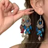 Pendientes Exóticos Azules Blue Bohemianos con Borlas para Mujer Estilo Étnico Retro Nicho Gama Alta Ornamentos de Oreja Exagerados