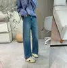 Jeans moderno com estampa de foice, estiloso estilo balão de cintura alta, elástico, modelador, solto, calça de perna reta para mulheres, coleção de outono H091104