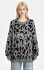 Suéter pullover retro americano con estampado de leopardo para mujer, nuevo estilo otoño e invierno, corte holgado, hombros caídos, tejido, suave y acogedor, top adelgazante