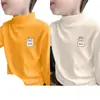 Y Dos Dos Ocho Tres # Camiseta Interior de Terciopelo para Niños Otoño e Invierno Nuevo Estilo Niños Cuello Alto Medio Tallas Mediana y Grande Niños Cálidos Casuales