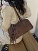 Bolsa de Bowling Fosca de Grande Capacidade Feminina 2026 Nova Moda Retro Bolsa de Ombro Único Versátil Bolsa Tote para Trabalho e Deslocamento