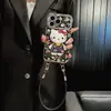 Aplicável para transformar instantaneamente em Apple 17promax Pulseira de Couro Floral Gato KT para Celular iPhone Capa Rígida Macia Personalização UV