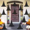 Sombrero de Bruja de Halloween Accesorios de Disfraz de Bruja Decoración Negra para Fiesta de Halloween Cuerda Colgante para Hogar Jardín Porche