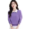 Camisa básica de malha casual da moda para mães, novo suéter de inverno para mulheres de meia-idade, suéter da moda de primavera e outono para mulheres de meia-idade e idosas