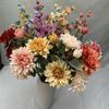 Nova pintura a óleo de 3 cabeças Dahlia multi-cabeça selvagem crisântemo simulação de casamento material floral casa sala de estar arranjo de flores arte de flores de casamento