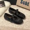 Sapatos Casuais Femininos Versáteis, Estilo Mori Retrô da Moda, Sapatos Femininos de Algodão com Tira Única e Boca Rasa, Sapatos de Avó com Salto Grosso e Forro de Lã
