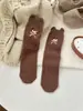 Meias de Inverno Novas Desenho Animado Laço Urso Tridimensional Orelha Veludo Australiano Macio Meia-Calça para Mulheres, Meias de Chão Quentes e Grossas
