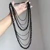 Collar de Cuentas Estilo Punk Oscuro Europeo y Americano con Diseño de Borla Multicapa, Cadena Elegante, con Estilo, de Alta Gama y Versátil para la Clavícula
