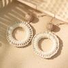 Brincos de Rattan Tendência para Mulheres em Férias de Praia de Luxo, Brincos Elegantes de Palha Tecida de Ráfia para Primavera e Verão, Acessórios de Orelha Elegantes