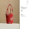 Bolsa de almacenamiento para juego de té de algodón tejido, bolsa cilíndrica gruesa para viaje, bolsa de ceremonia de té de tamaño grande para maestros de té