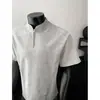 Produto Mais Vendido Fotos Reais Estilo Americano Desconstruído Meio Zíper Gola Alta Manga Curta Camiseta Unissex Casual Ombro Normal Cor Sólida Versátil