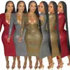Fe257 Ropa Europea y Americana para Mujer Amazon Temu Vestido Elegante con Escote en V Profundo y Estampado Dorado Tela Moda Femenina Transfronteriza