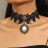 Moda Criativa Venda Quente Transfronteiriça Europeia e Americana Novo Retro Flor Personalizado Renda Colar Temperamento Gota d'Água Forma Colar