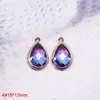 Colgante de cristal de tierras raras con borde de cobre, color de contraste degradado, superficie tallada, forma de gota de agua, accesorios para aretes y collares DIY