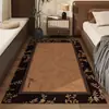 Tapete longo para quarto, tapete de cabeceira retrô de luxo leve, tapete de chão espesso para quarto, tapete de cabeceira novo estilo, lavável e não precisa lavar para em frente à cama