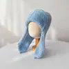 Sombrero Volador de Punto con Protección para las Orejas Nuevo Otoño e Invierno Piel de Conejo Angora Sombrero Lei Feng para Niño Sombrero Engrosado Cálido con Protección para las Orejas para Niña