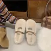 Versátil Zapato Mary Jane de Moda con Suela Suave Zapatos Peludos para Mujer Más Terciopelo 2026 Zapatos de Algodón Correa Única Invierno Boca Baja Fondo Plano Uso Exterior