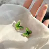 Pendientes de Mariposa de Piedra de Cristal Verde Únicos de Lujo Ligero de Gama Alta de Nicho Pendientes de Verano para Mujer Pendientes 2024 Nuevas Explosiones