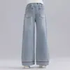 Pantalones de Mezclilla Negros de Pierna Ancha para Niñas, Nuevo Estilo Otoño 2026, Pantalones Rectos Casuales Sueltos con Estilo para Niñas Mayores