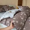 Juego de cuatro piezas de ropa de cama de gasa de doble capa 100% algodón Clase A, sábana de algodón puro, funda de edredón, juego de tres piezas para dormitorio universitario 3