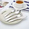 Juego de Cubiertos de Acero Inoxidable 304 para Mesa para Uso Doméstico, Cuchara Sopera de Mango Redondo, Cuchara de Postre, Tenedor de Fruta Estilo Occidental Especial para Comer