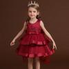 Vestido infantil 2022, nuevo estilo europeo y americano, vestido de malla abullonada para niñas, vestido de princesa de verano para presentaciones de piano.