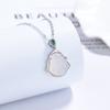 Collar Maitreya de calcedonia blanca en plata de ley 925, estilo nacional femenino, cadena de clavícula Maitreya, personalidad, moda, temperamento, joyería de plata.