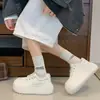 Zapatos Blancos Estudiantiles de Plataforma 2026, Tenis para Dedo Gordo, Zapatos Casuales de Moda con Suela Gruesa para Mujer, Modelo Nuevo con Cordones para Otoño para Personas Petitas