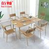 Muebles de Exterior Baican Madera Plástica Mesas y Sillas para Balcón Patio Sillas de Plástico Madera para Ocio al Aire Libre Sillas Simples de Madera Plástica para Terraza Cafetería