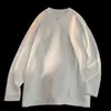 Camiseta de manga larga acanalada con cuello en V transfronteriza para hombre, camiseta básica texturizada de nicho de corte holgado, camiseta casual de color liso unisex