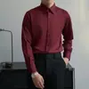 Camisa Negra de Otoño para Hombre Manga Larga Ajustada Estilo Coreano Formal de Negocios Camisa de Boda Borgoña para Hombre Elástica Sin Planchar