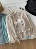 Cárdigan de Punto Retro Estilo Coreano con Doble Botón y Cuello Redondo para Mujer Estilo Principios de Otoño 2026 Suéter Abrigo Delgado de Lana con Bordado de Letras Frescas