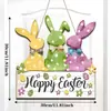 Transfronterizo 2025 Producto Nuevo Creativo Más Vendido Flores de Primavera Fiesta de Conejos Cartel de Bienvenida para Puerta Principal Placa de Madera de Pascua