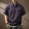 Camisa Polo Funcional de Seda de Gelo Secagem Rápida Estilo Americano Masculina Manga Curta Outono Leve para Uso Externo Gola Meio Zíper Camiseta Casual