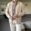 Suéter tipo cárdigan MYQ para hombre, primavera y otoño, suelto, coreano, de moda, de color sólido, con cuello en V fino, chaqueta
