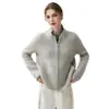Cárdigan de Punto Jacquard de Cachemira Cárdigan de Felpa Cremallera Corta Resistente Otoño Invierno Mujer Holgado Ke Xin Bai Doble Color