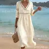 2026 Año Nuevo Fecha Atuendo Moda Casual Playa Manga Corta Cuello en V Patchwork Vestido Verano Falda Mujeres