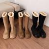 Botas de Nieve de Suela Gruesa para Mujer 2025 Nuevas de Invierno Forradas de Felpa Engrosadas Cálidas Botas de Tacón Alto Caña Alta Pequeña Botas de Algodón