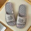 Pantuflas de tela con dibujos animados para hombre y mujer, con suela de goma antideslizante de tres capas, gruesas y silenciosas, para interiores.