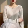 ¡75% Cachemira, 25% Seda de Morera! Suéter de Punto Holgado con Cuello Redondo para Mujer, Suéter Perezoso Sin Costuras, Suéter de Seda y Cachemira