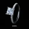Anillo de plata de ley S925 con cuatro garras y diamante rectangular estilo Mosan para mujer, moda Cui, personalidad, anillo de boda, anillo de alta gama, venta al por mayor