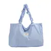Bolsa Escolar y de Viaje Ligera de Gran Capacidad, Bolso Tote de Hombro de Alto Valor, Bolso de Lona Estilo Fresco con Bloques de Color Rayados