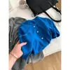 Suéter Cardigan Abrigo de Punto Manga Larga Cuello Redondo Azul Klein para Mujer Estilo Nuevo 2026 Ropa de Abrigo Top para Principios de Otoño