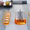 Tetera de vidrio de borosilicato en oferta, tetera con forma de flor, tetera con filtro de acero inoxidable, juego de té.