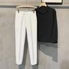 Pantalones cortos casuales blancos de estilo coreano de verano para hombre, con colgante antiarrugas, estilo británico de negocios, rectos y ajustados.