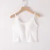 Dropshipping Novo Estilo de Colete Primavera e Verão com Bojo Embutido, Lindo Design nas Costas, Camisola de Malha Canelada Fina