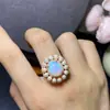 Anillo de Ópalo Puro Natural Súper Hermoso, Piedra Principal de 9*11mm, Material de Cristal Seleccionado a Mano, Buen Suministro y Venta al por Mayor en Douyin